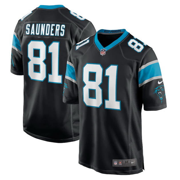 mens nike cj saunders black carolina panthers game player jersey